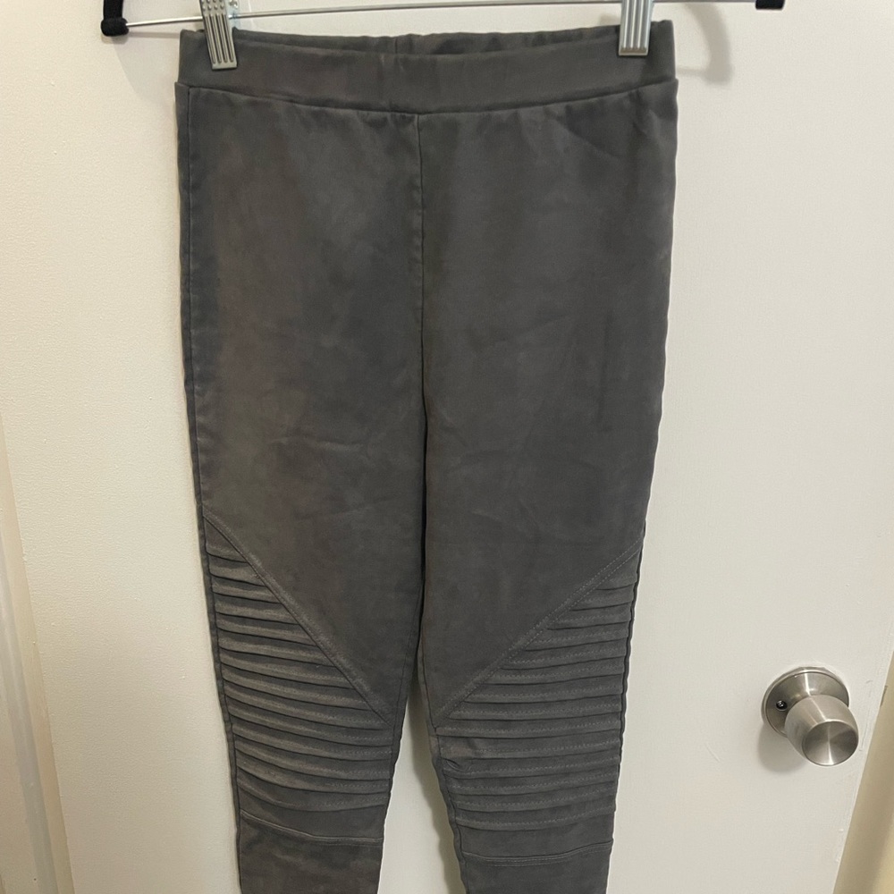 Suede Grey Moto Style Leggings